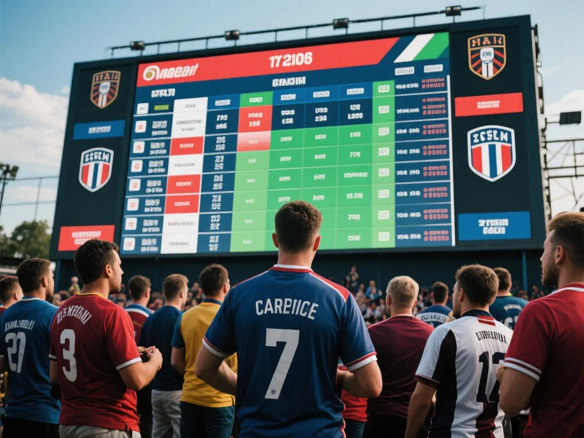 球迷查看世界杯积分排名数据示意图